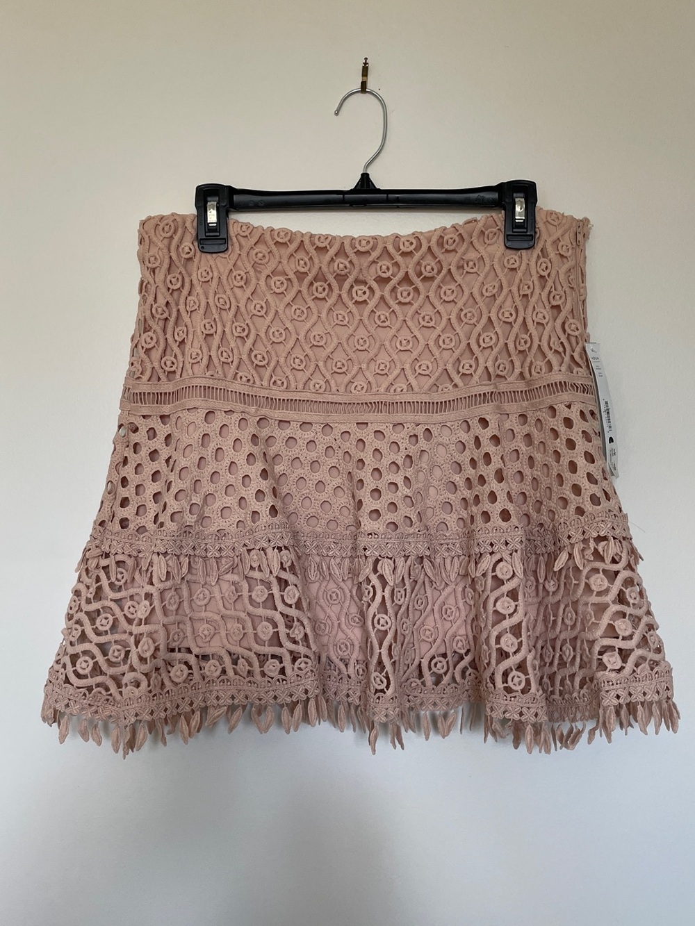 Aqua Blush Pink Lace Tiered Mini Skirt
